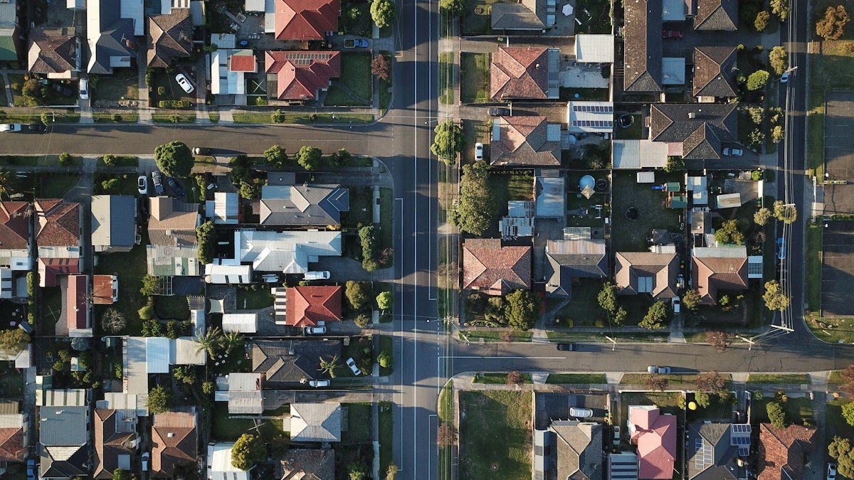 Aerial view of a growth-corridor neighbourhood
